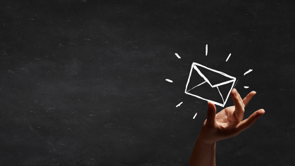 decorative image of drawn envelope against black background