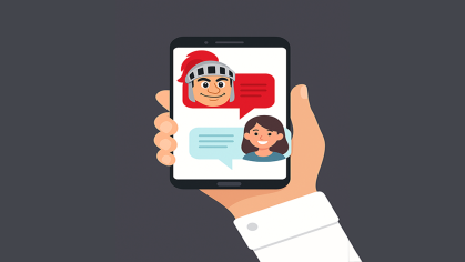 graphic of phone with chat bubbles