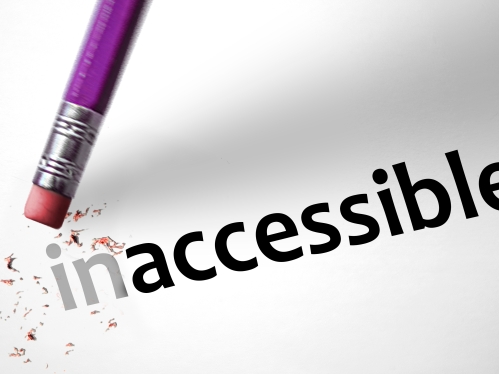 pencil erasing "in" in the word inaccessible